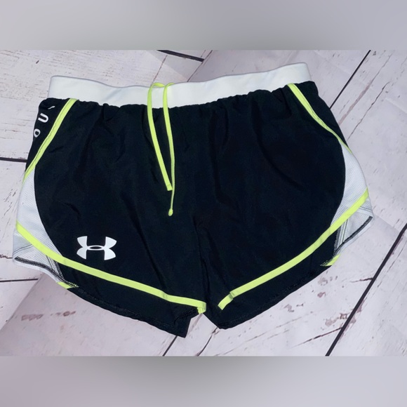 Under Armour Pants - Under Armour Black and Neon Yellow Athletic Shorts